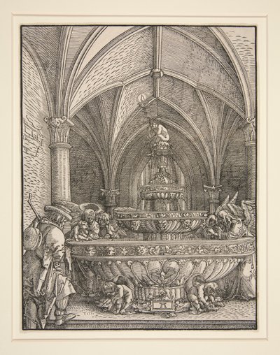 La Sagrada Familia en la huida a Egipto en una Fuente de Albrecht Altdorfer