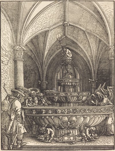 El descanso en la huida a Egipto en una fuente de Albrecht Altdorfer