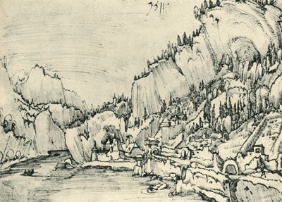 Vista de Sarmingstein en el Danubio, 1511, 1943 de Albrecht Altdorfer