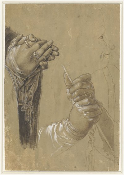 Manos y una cabeza de perfil de Albrecht Dürer (possibly)