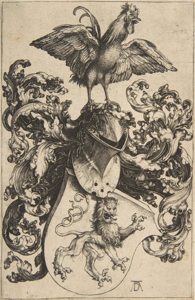 37 Escudo de armas con león y gallo de Albrecht Dürer