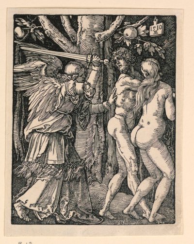 Adán y Eva expulsados del Paraíso, de la serie La pequeña pasión de Albrecht Dürer