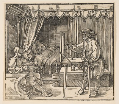 Artista dibujando un retrato de un hombre de Albrecht Dürer