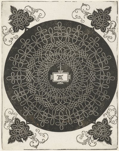 Ejemplo de bordado con escudo rectangular de Albrecht Dürer