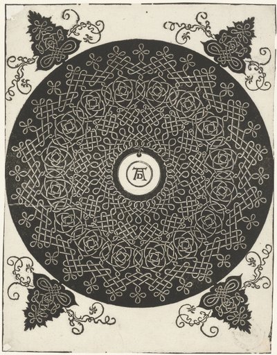 Ejemplo de bordado con escudo redondo de Albrecht Dürer