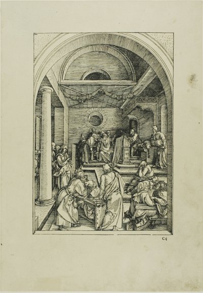 Cristo entre los doctores, de La vida de la Virgen de Albrecht Dürer