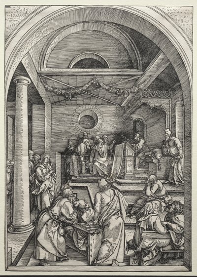 Cristo disputando con los doctores de Albrecht Dürer