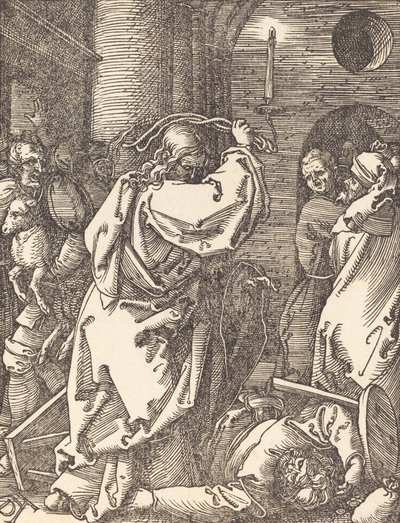 Cristo expulsando a los mercaderes del templo, probablemente c. 1509-1510 de Albrecht Dürer