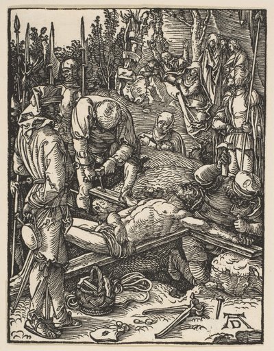 Cristo clavado en la cruz, de La Pequeña Pasión de Albrecht Dürer