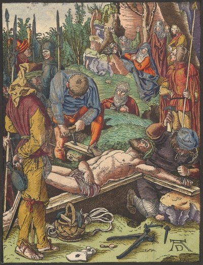 Cristo clavado en la cruz, de la Pequeña Pasión en xilografía de Albrecht Dürer