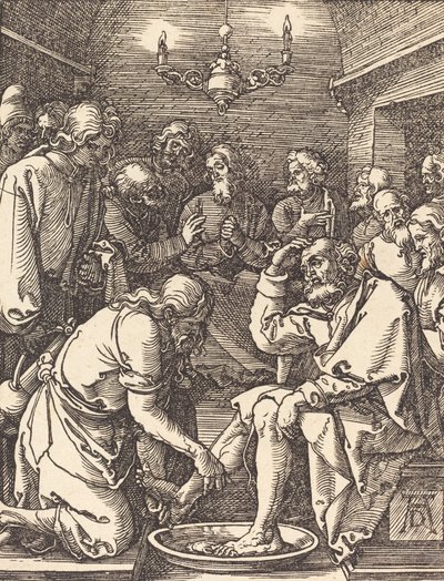 Cristo lavando los pies de los discípulos de Albrecht Dürer