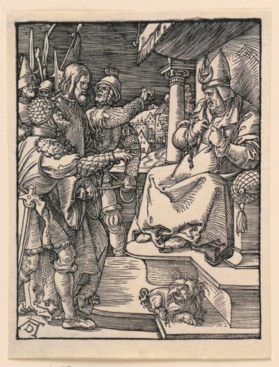 Cristo ante Caifás, de la serie La pequeña pasión de Albrecht Dürer