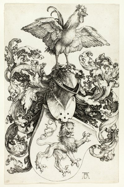 Escudo de armas con león y gallo de Albrecht Dürer