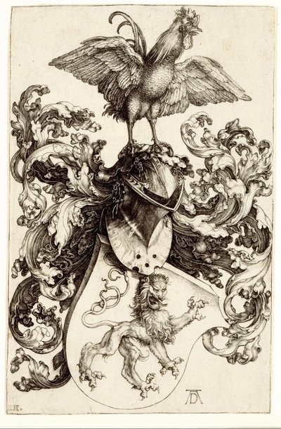 Escudo con un león y un gallo de Albrecht Dürer
