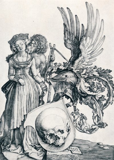 Escudo de armas con una calavera, 1503-1906 de Albrecht Dürer