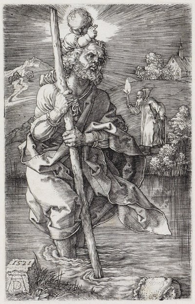 San Cristóbal, mirando hacia la derecha de Albrecht Dürer