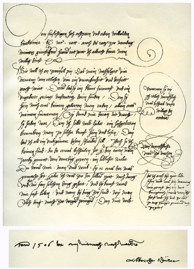 Borrador de la dedicatoria de Albrecht Durer a Bilibald Pirckheimer, c1523 de Albrecht Dürer