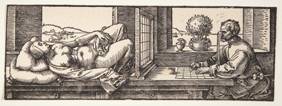 Dibujante dibujando un desnudo de Albrecht Dürer