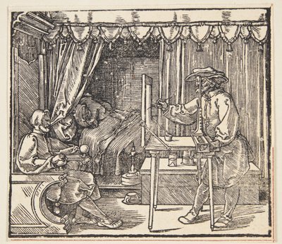Dibujante haciendo un retrato de Albrecht Dürer