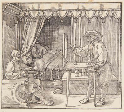 Dibujante haciendo un retrato de Albrecht Dürer