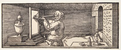Dibujante dibujando un jarrón de Albrecht Dürer