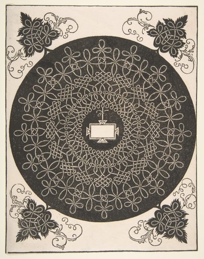 Patrón de bordado con un panel oblongo en su centro de Albrecht Dürer