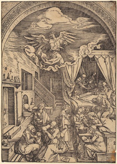 El nacimiento de Cristo, lámina 10 de la serie «La vida de María» de Albrecht Dürer