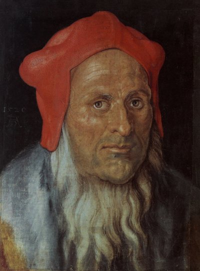 Alemán: Portrait of a bearded man with a red cap Retrato de un hombre de Albrecht Dürer
