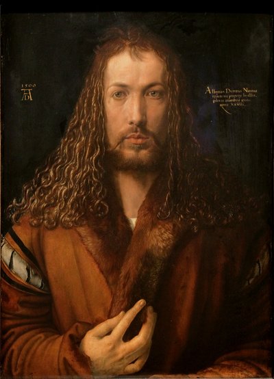 Alemán: Selbstbildnis im Pelzrock Autorretrato con bata de piel de Albrecht Dürer