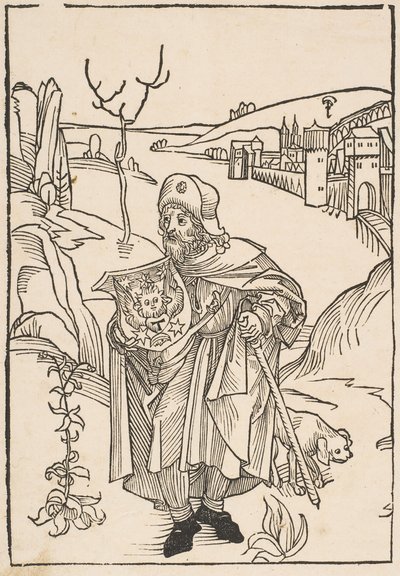 Gerson como peregrino, frontispicio de Gersonis Opera, 1489 de Albrecht Dürer