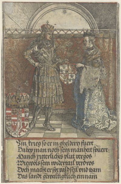 El matrimonio borgoñón: Maximiliano se casa con María de Borgoña
Arco de Triunfo del Emperador Maximiliano I (título de la serie) de Albrecht Dürer