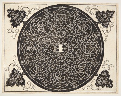 Patrón de cordón entrelazado con escudo festoneado de Albrecht Dürer