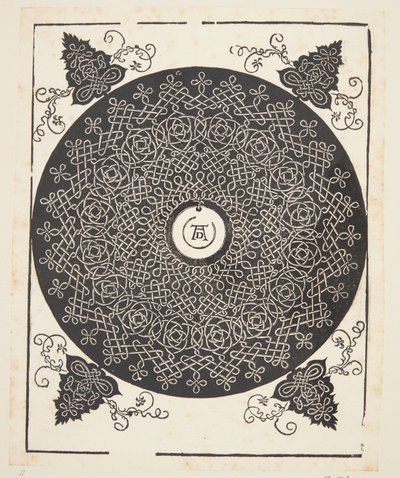 Patrón de cordón entrelazado con medallón blanco de Albrecht Dürer