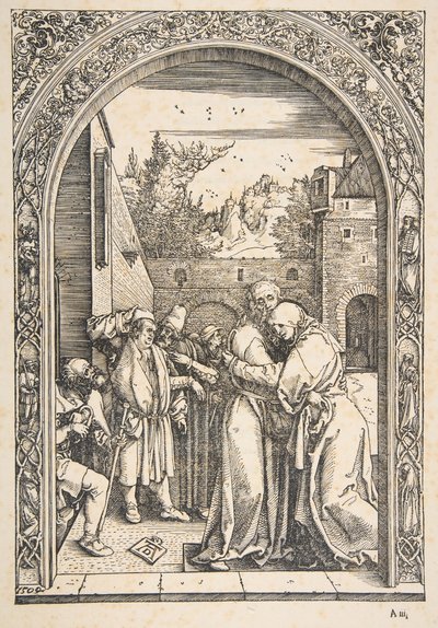 Joaquín y Ana en la Puerta Dorada, de La vida de la Virgen de Albrecht Dürer