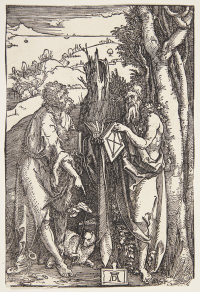 San Juan Bautista y San Onofre en el desierto de Albrecht Dürer