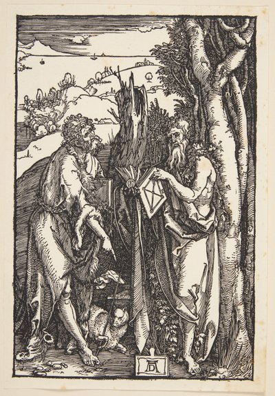 San Juan Bautista y San Onofre en el desierto de Albrecht Dürer
