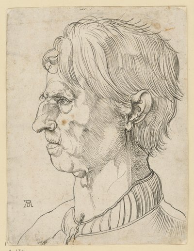 Cabeza de un hombre mayor sin barba, de perfil hacia la izquierda de Albrecht Dürer