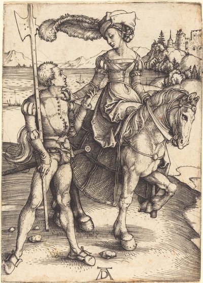 Dama a caballo y el lansquenete de Albrecht Dürer