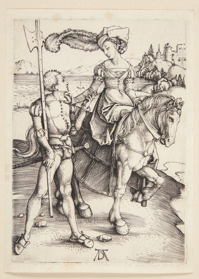 Dama a caballo y lansquenete de Albrecht Dürer