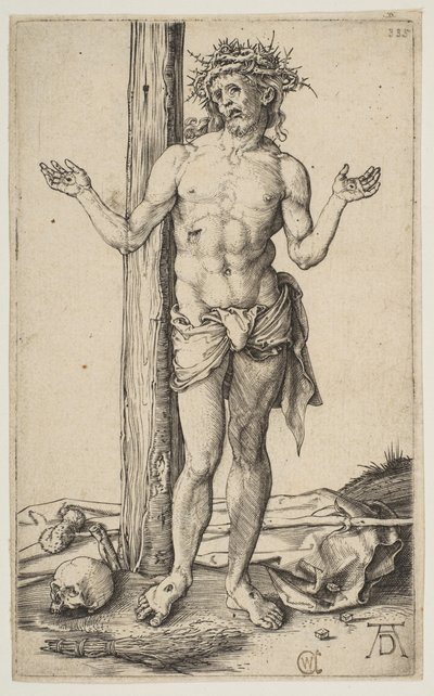 Hombre de dolores con los brazos extendidos de Albrecht Dürer