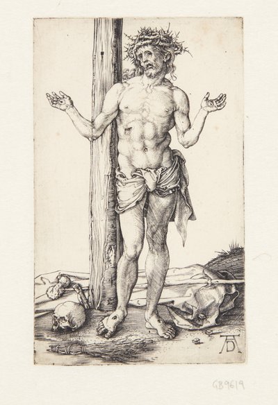El hombre de dolores con las manos levantadas de Albrecht Dürer