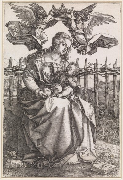 María con el Niño, coronada por dos ángeles de Albrecht Dürer