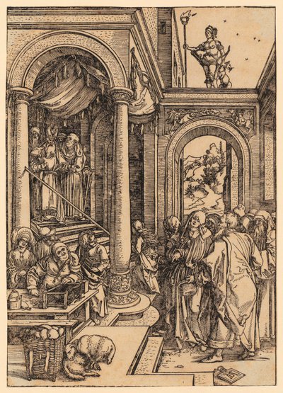 La presentación de María en el templo, lámina 6 de la serie «La vida de María» de Albrecht Dürer