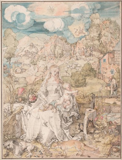 María entre una multitud de animales, ca 1503 de Albrecht Dürer