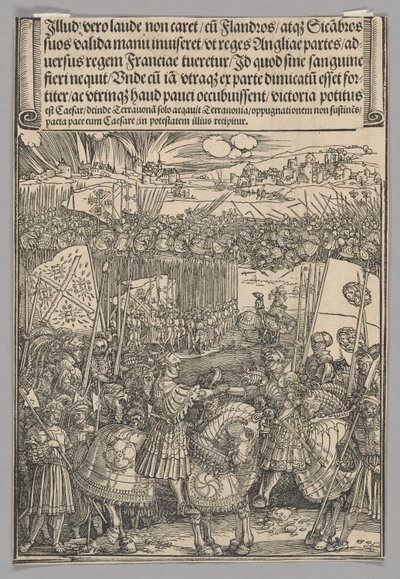 Maximiliano y Enrique VIII de Inglaterra, lámina 22 de Escenas Históricas de la Vida del Emperador Maximiliano I del Arco Triunfal de Albrecht Dürer