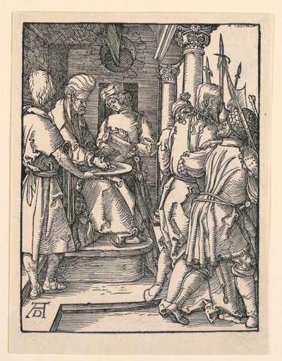 Pilato lavándose las manos, de la serie La Pequeña Pasión de Albrecht Dürer