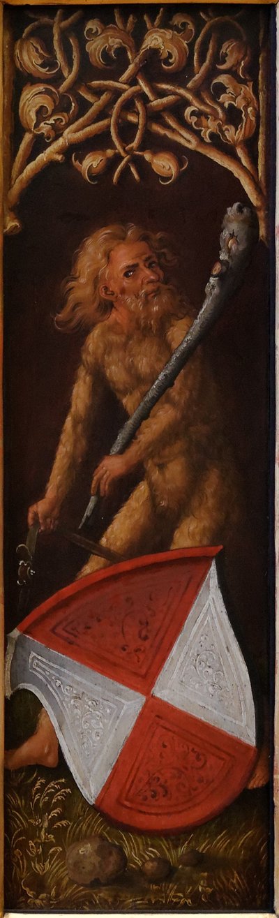 Porträt von Oswolt Krel: "Sylvan Men" mit Wappenschildern von Agathe von Esendorf de Albrecht Dürer