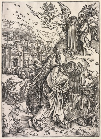 Revelación de San Juan: Ángel con la llave del abismo de Albrecht Dürer