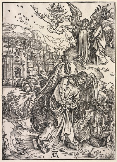 Revelación de San Juan: Ángel con la llave del abismo, 1511 de Albrecht Dürer