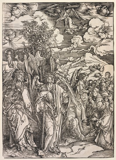 Revelación de San Juan: Cuatro ángeles sosteniendo los vientos, 1511 de Albrecht Dürer